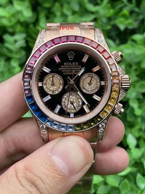 Rolex Cosmograph Daytona (116595RBOW – Rainbow, Everose Gold)  Dial Size: 40 mm Euro Grade