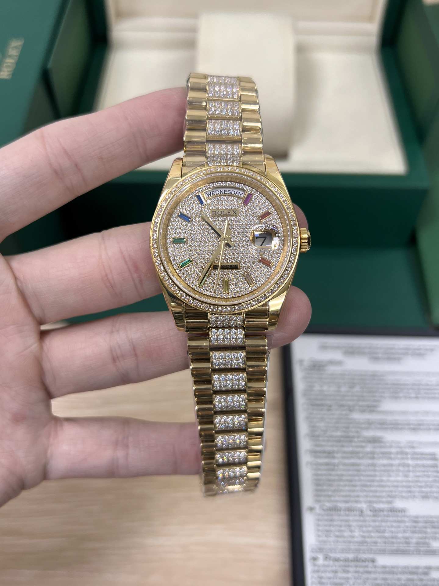 Rolex Day-Date 36 (Rainbow Diamond Edition – 228396)